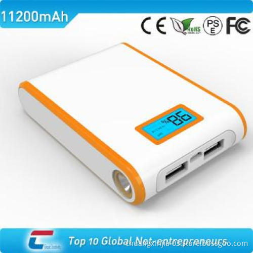 various colors power bank with double USB outputs and led torch and l